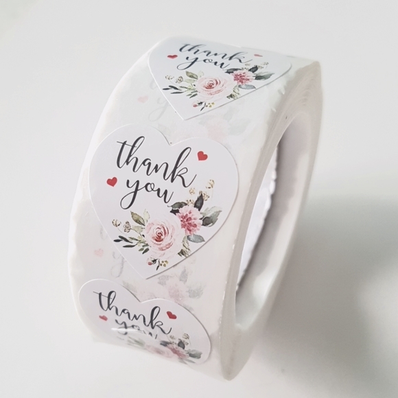 500 pcs Heart Thank You Stickers 1" inch - Picture 2 of 4